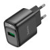 Набір СЗУ 110-240V HOCO C140A+ кабель Type-C, 1xUSB, 18W, кабель 1м, Black, Blister