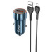 Набір АЗУ 12-24V HOCO Z46 + кабель Type-C, 1xUSB, 18W, кабель 1м, Blue, Box