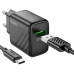 Набір СЗУ 110-240V HOCO CS21A + кабель Type-C, 1xUSB, 18W, кабель 1м, Black, Box