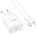 Набір СЗУ 110-240V HOCO C76A Pro+ Lighting кабель, USB-C, PD30W, кабель 1м, White, Box