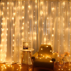Гірлянда 120LED Водоспад Yellow, 8 режимів, 3*1 метр, прозора ізоляція, живлення 220V
