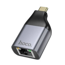 Перехідник HOCO UA35 Type-C (тато)/RJ-45(мама), Gray, Box
