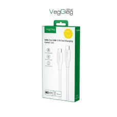 Кабель VEGGIEG V-M001C, Type-C(Male) to Type-C(Male) PD cable, 60 Вт, струм 3 А, 480 Мбіт/с, White, довжина 1,2 м, Box