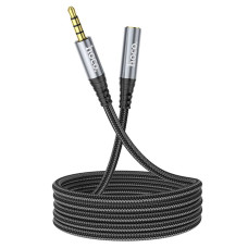 Подовжувач HOCO UPA20 DC3.5 тато-мама 1.0м, GOLD Stereo Jack, (круглий) Black cable, Box