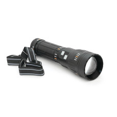 Ліхтар пошуковий YEMAO YM-G600 LED PM60, 4 режими, індикація заряду, живлення від 4(2*18650), IP65, USB кабель, 325х205х100мм, 1,600кг, Black, Чохол+BOX