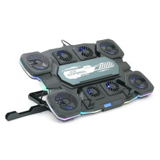 Підставка під ноутбук IceCoorel Q10, до17", fan4-70*15/2-50*15/2-60*15 мм, корпус пластик+алюміній, TYPE C+LCD display, 422x310x39.5mm, RGB-10 режимів, DC12V, Box Q8