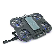 Підставка під ноутбук IceCoorel Q5, до17", fan2-100*15/2-80*15 мм, корпус пластик+алюміній, 2 USB-порти+LCD display, 410x285x35mm, RGB-10режимів, Box Q8