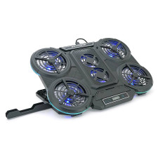 Підставка під ноутбук IceCoorel Q6, до17", fan4-100*15/2-70*15 мм, корпус пластик, 2 USB-порти + LCD display, 410x285x35mm, RGB-10 режимів, Box Q8