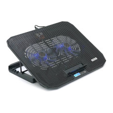 Підставка під ноутбук IceCoorel N106L, 10-18", 2*125mm 1400±10% RPM, корпус пластик+алюміній, 2xUSB 2.0+LCD, 362x260x30 mm, Black, Box Q20