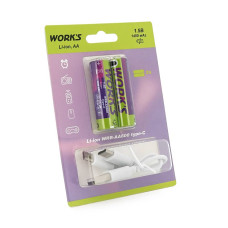 Акумуляторные батарейки Li-ion WRB AA600, тип АА, 1.5V, Type-c, 1480mAh, 1000 циклов, блістер 2шт