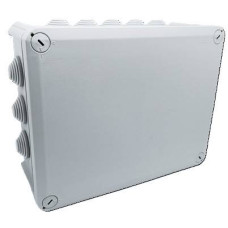 Коробка розподільна герметична/зовнішня 240х190х95мм; IP66 пластик; (РР) 10 гермовводів; біла/сіра