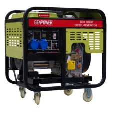 Генератор дизельний GENPOWER GDG 12000E, 1-фазний 230V, 50Hz, 12kVA/9.6kW, бак 30 л, витрата 0,28 л/кВтЧ, пуск: стартер (без АКБ)/AVR (без АКБ), 770х820х530 мм, 141 кг