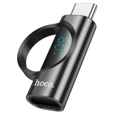 Перехідник HOCO UA32A Type-C(M) => Lighting(F), 60W, індикатор потужності заряду), Black, Box