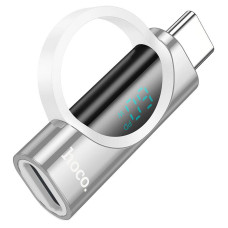 Перехідник HOCO UA32A Type-C(M) => Lighting(F), 60W, індикатор потужності заряду), Silver, Box