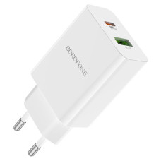 СЗУ BOROFONE BA56A, PD20W+Q3.0, 1xUSB-A+1xUSB-C, 20W, White, Box