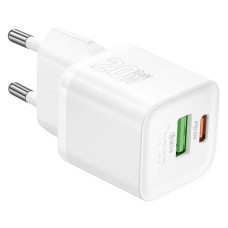 СЗУ HOCO N65 110-240V, PD20W+Q3.0,USB+Type-C, White, Blister