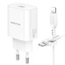 Набір СЗУ BOROFONE BA82A + Lighting кабель, PD25W, USB-C, кабель 1м, White, Box