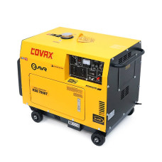 Генератор дизельний COVAX KDE7000T, 1-фазний 230V, 50Hz, 5.0kVA/4.5kW, бак 15 л, витрата 1-1.2 л/год, пуск: стартер (без АКБ), 920x520x780 мм, 145 кг