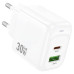 СЗУ 110-240V HOCO CS55A, 1xUSB, 1xUSB-C, PD30W, White, OEM