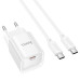 Набір СЗУ 110-240V HOCO C146A + кабель Type-C, 1xUSB-C, PD20W, 1м кабель, White, Box