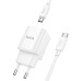 Набір СЗУ 110-240V HOCO C146A + кабель Type-C, 1xUSB-C, PD20W, 1м кабель, White, Box