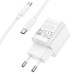 Набір СЗУ 110-240V HOCO C146A + кабель Type-C, 1xUSB-C, PD20W, 1м кабель, White, Box