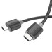 Кабель HOCO HDMI-HDMI 4Kx2K Ultra HD, 1m, v2,0, круглий Black, конектор Black, Blister