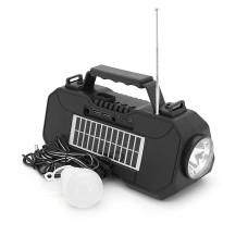 Переносний ліхтар EP-519 + Solar, Функції: PowerBank, FM радіо, USB/TF, Bluetooth, АКБ 1800mAh, 1 виносна лампочка 1W, 244x193x50мм, Black, Box
