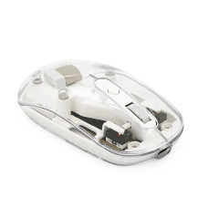 Миша бездротова JEDEL WD131P-BG, 800/1200/1600DPI, 2.4 GHz+Bluetooth 5.0, 3.7V 300mAh, Type-C заряджання. 109x60x32 мм. Transparent-White. Box