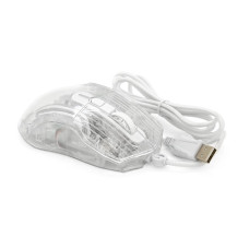 Миша провідна JEDEL GM1400, 6 кнопок, 1000/2400/3200/4800/6400/7200DPI, кабель 1,5 м. RGB підсвічування. 128х77х40 мм. Transparent. Box
