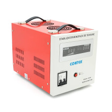 Стабілізатор напруги Conter MSER 15000 VA-V2/12000W однофазний, сервопривід, монтажу підлоги, LED дисплей, діапазон 130-260V, AC230±3%, клемна колодка, 220x335x230mm, 19.1kg