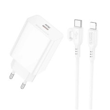 Набір BOROFONE BA21A Pro СЗУ 1xType-C+ кабель Type-C/Lighting, 20W, 1м, White, Blister