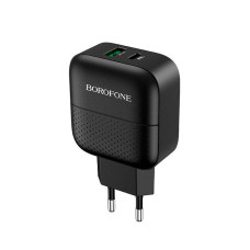СЗУ BOROFONE BA46A, 1xUSB-А+1xUSB-C, 18W+QC3.0, Black, Blister