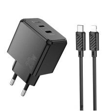 СЗУ HOCO CS16A, 1xUSB-C+1xLighting, PD20W, Black, Box