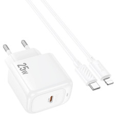 Набір СЗУ HOCO CS53A+ кабель Туре-С/Lighting, 1xUSB-C, PD25W, White, Box