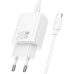 Набір СЗУ HOCO N61 + Type-C/Type-C кабель, 1xUSB+1xUSB-C, PD20W+QC3.0, кабель 1м, White, Box