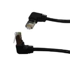 Патч-корд литий FTP, RJ45(прямий/кутовий), екранований, FTP5e 0.29m, patch D=4.9mm AWG28 2x90° CU, чорний, Q200