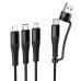 Кабель HOCO X123 USB-1 3 in 1 Micro/Iphone/Type-C, 2A, довжина 1м, Black, Box