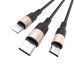 Кабель HOCO X26 USB-1 3 in 1 Micro/Iphone/Type-C, 2A, довжина 1м, Black/Gold, Box