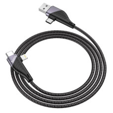 Кабель HOCO U95 4 in 1 USB + Type-C / Iphone + Type-C, 2A, довжина 1.2м, Black, Box
