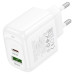 Набір СЗУ HOCO CS54A+ кабель Type-C/Type-C, 1xUSB+1xUSB-C, PD20W+QC3.0, кабель 1м, White, Box