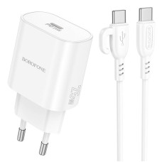 Набір BOROFONE BA82A СЗУ USB-C+ кабель Type-C, PD25W, 1м, White, Box
