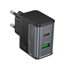 СЗУ 110-240V HOCO CS71A, 1xUSB, 1xUSB-C, PD20W, White, Blister