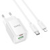 Набір СЗУ HOCO C149A + Type-C/Lighting кабель, 1xUSB+1xUSB-C, PD30W+QC3.0, кабель 1м, White, Box