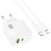 Набір СЗУ HOCO CS55A + Type-C/Lighting кабель, 1xUSB+1xUSB-C, PD30W+QC3.0, кабель 1м, White, Box